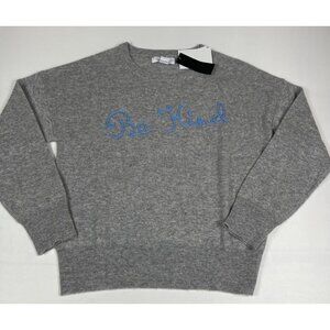 Magaschoni Cashmere Women XL Gray "Be Kind" Embroidered Sweater
